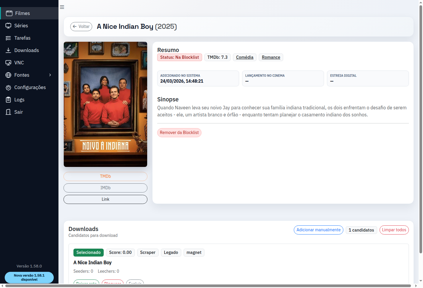 Tela de detalhe de filme no Varredor Torrents